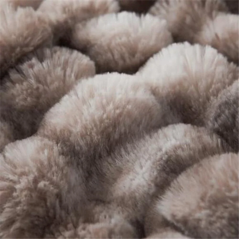 Faux Fur Throw Blanket Soft Plush Fuzzy Cozy Couch Sofa 50x60 Brown Rabbit Fur
